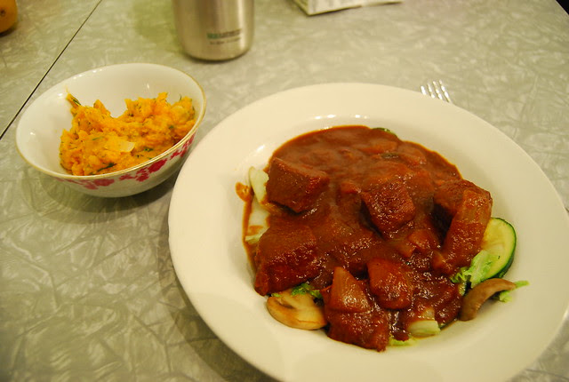 Bison chili and mashed sweet potato