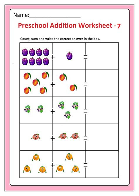  printable addition worksheets kindergarten printable worksheets kidz