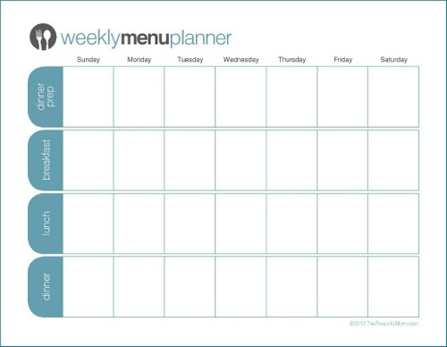 Weekday Meal Planner Template  New Calendar Template Site