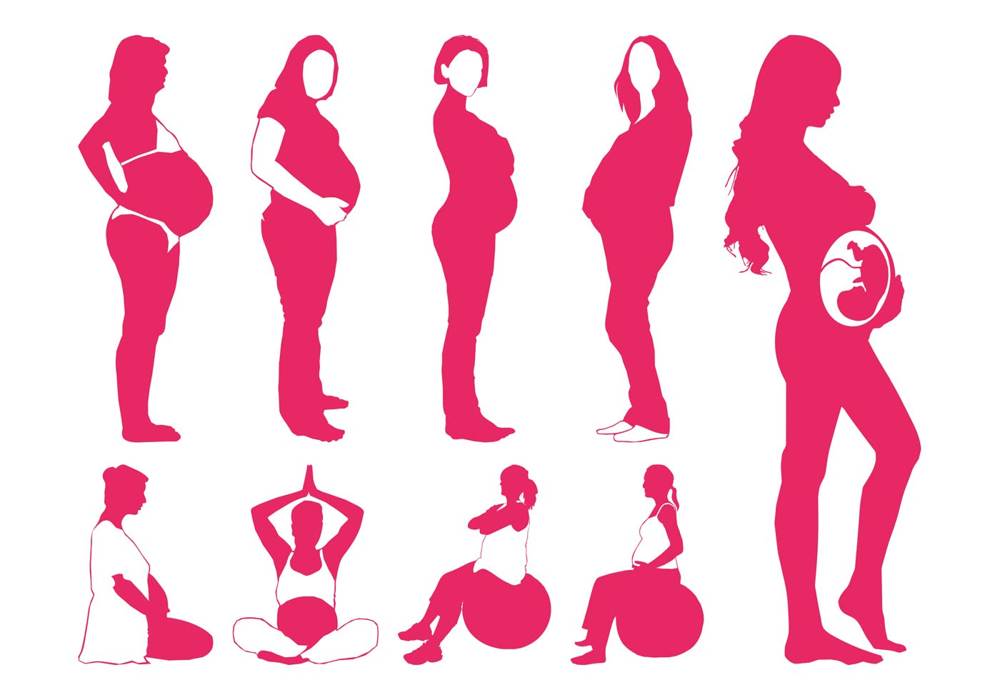 Download Pregnant Women Silhouettes - Download Free Vector Art ...