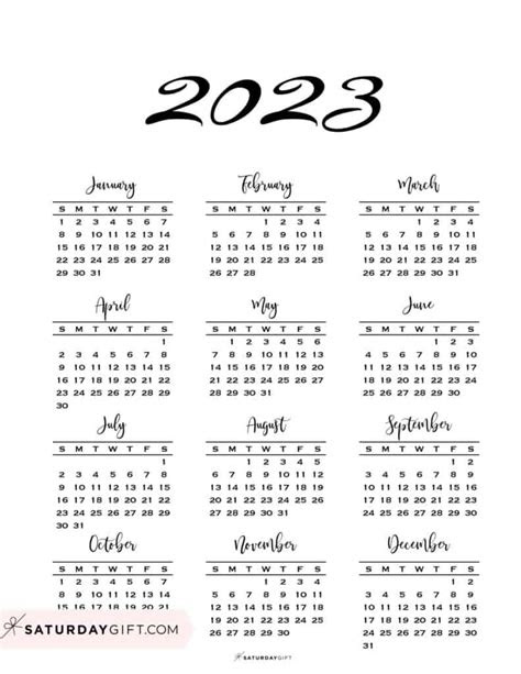  free cute printable calendar 2023 printable word searches