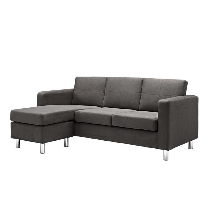 Dorel Living Small Spaces Adjustable Sectional Sofa in Gray