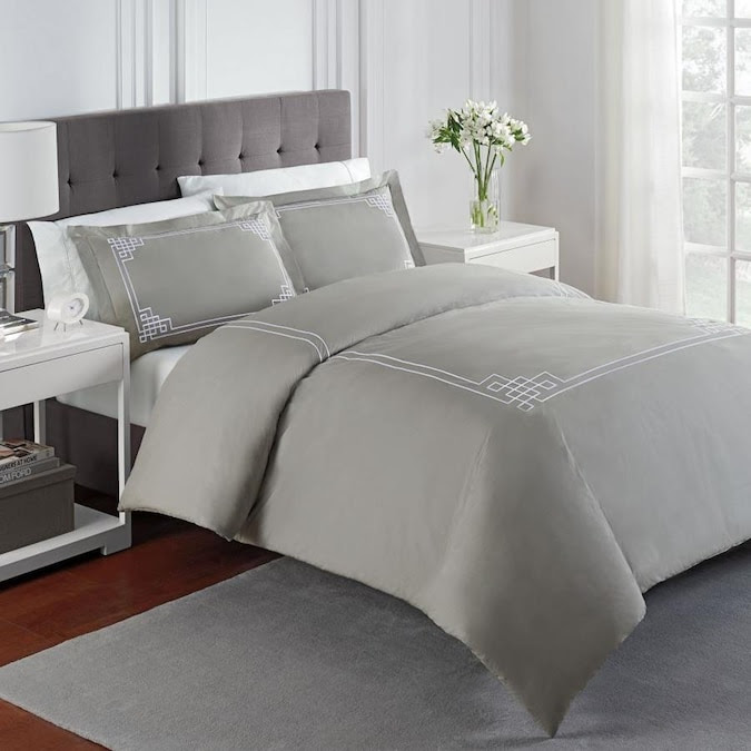 gray oversized king comforter