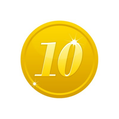 10の数字が入ったゴールドコインのイラスト 無料 商用可能 メダル バッジ コイン シールイラレ素材ダウンロードサイト