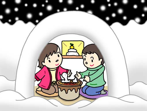 ビジネスイラスト 無料素材 雪国 雪 かまくら 冬景色 積雪 降雪