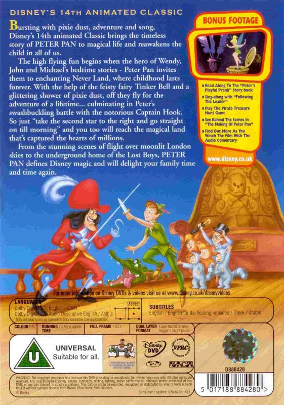 Dvd Peter Pan Walt Disney Uk