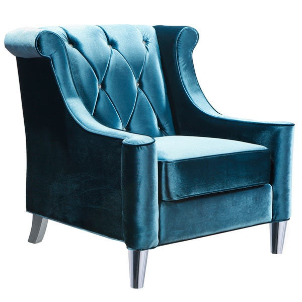 Barrister Blue Velvet Button-tufted Accent Chair ...
