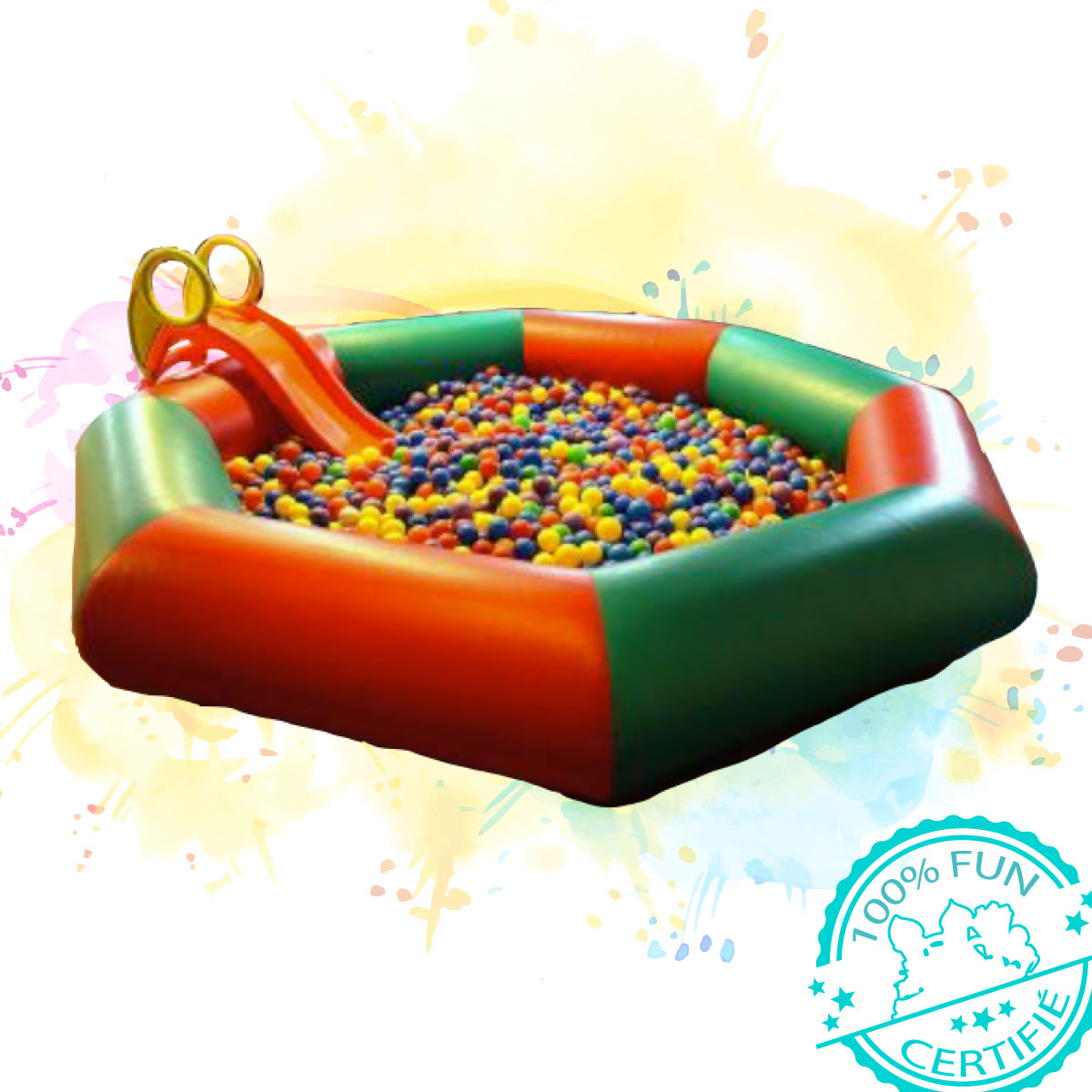 Piscine A Balles Et Son Toboggan Mk Jump Location De Jeux Gonflables Rodeo Mecanique Machine A Glace