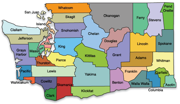 Washington State Map With Counties Washington county maps cities towns full color