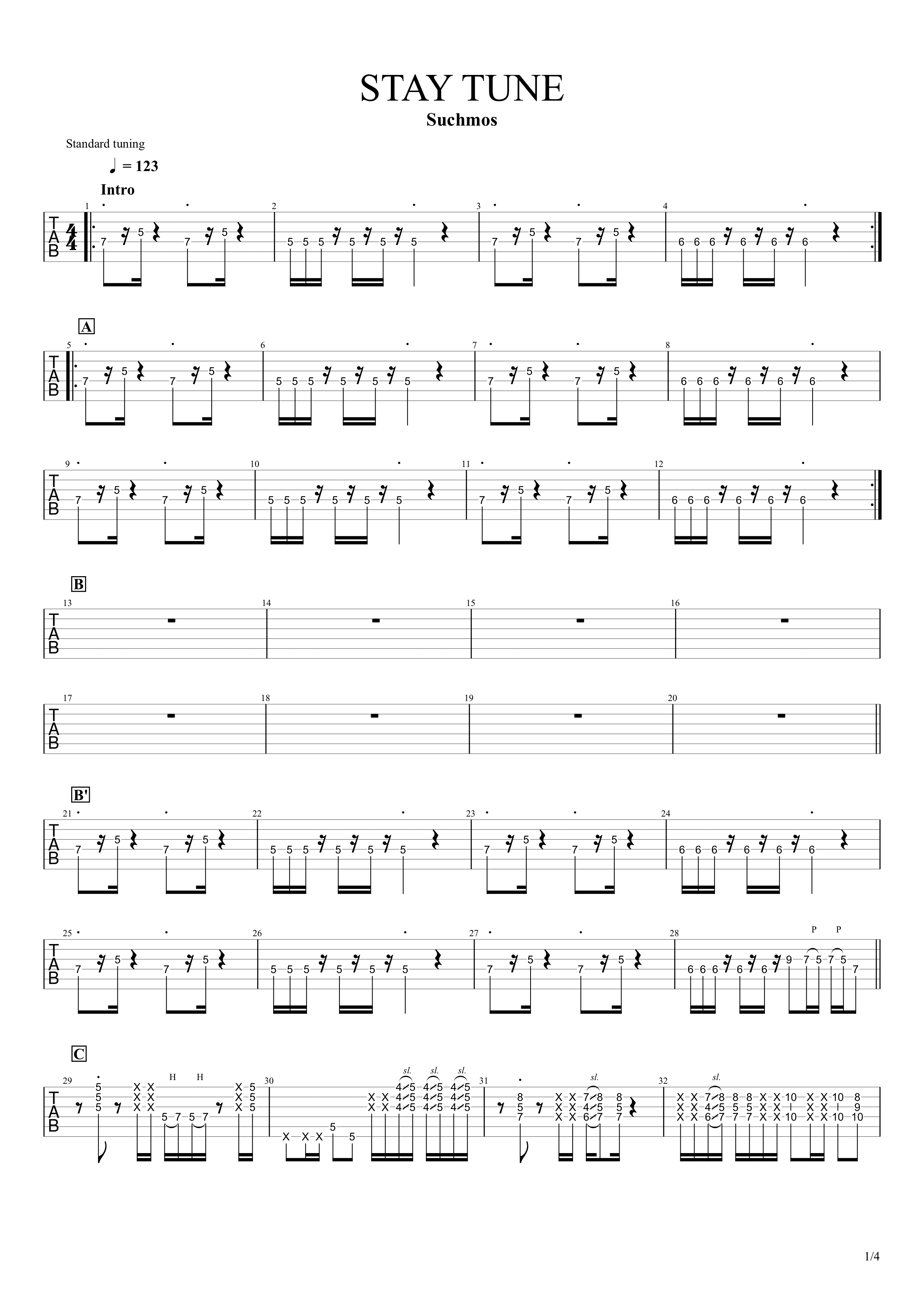 Stay Tune Suchmos 無料ギターtab譜 ほぼ完コピver Easy Guitar Net