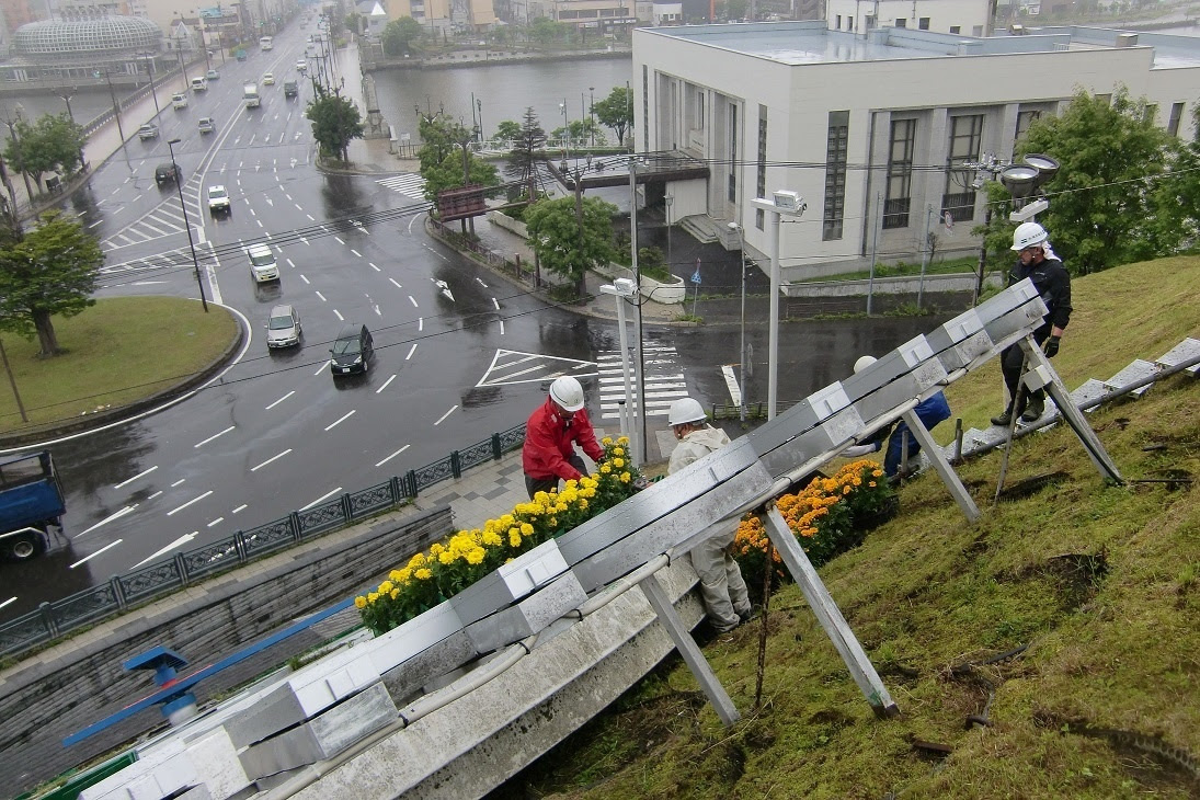 幣舞公園 釧路のシンボル 花時計 花の入れ替え