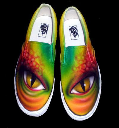 Neon Green Vans Shoes on Vans Airbrushed Lizard Eye Airbrush Skate Shoes Canvas   Ebay