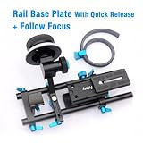 EzFoto Rail System Follow Focus FF + 15mm Rod Rig Base Plate with Quick Release Plate for HD DSLRs