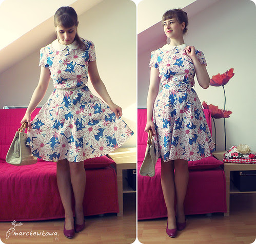 szafiarka, a dress by Jasmine Guinness, sukienka w kwiaty, lata 40, lata 50, retro, vintage, second-hand