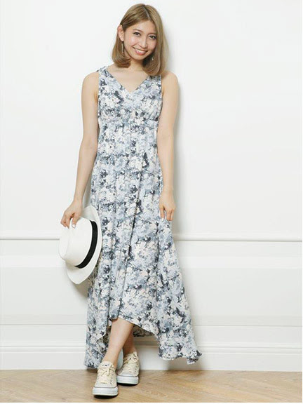 oeuf doux（ウフドゥー）／ぼかしプリントマキシワンピース