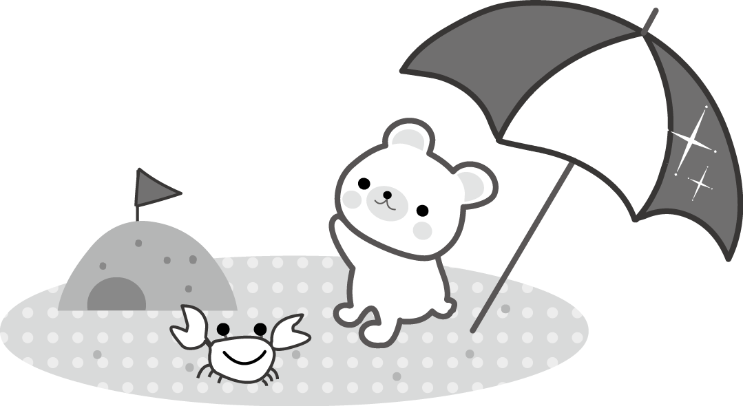 夏のビーチのイラスト海の砂浜 無料イラスト