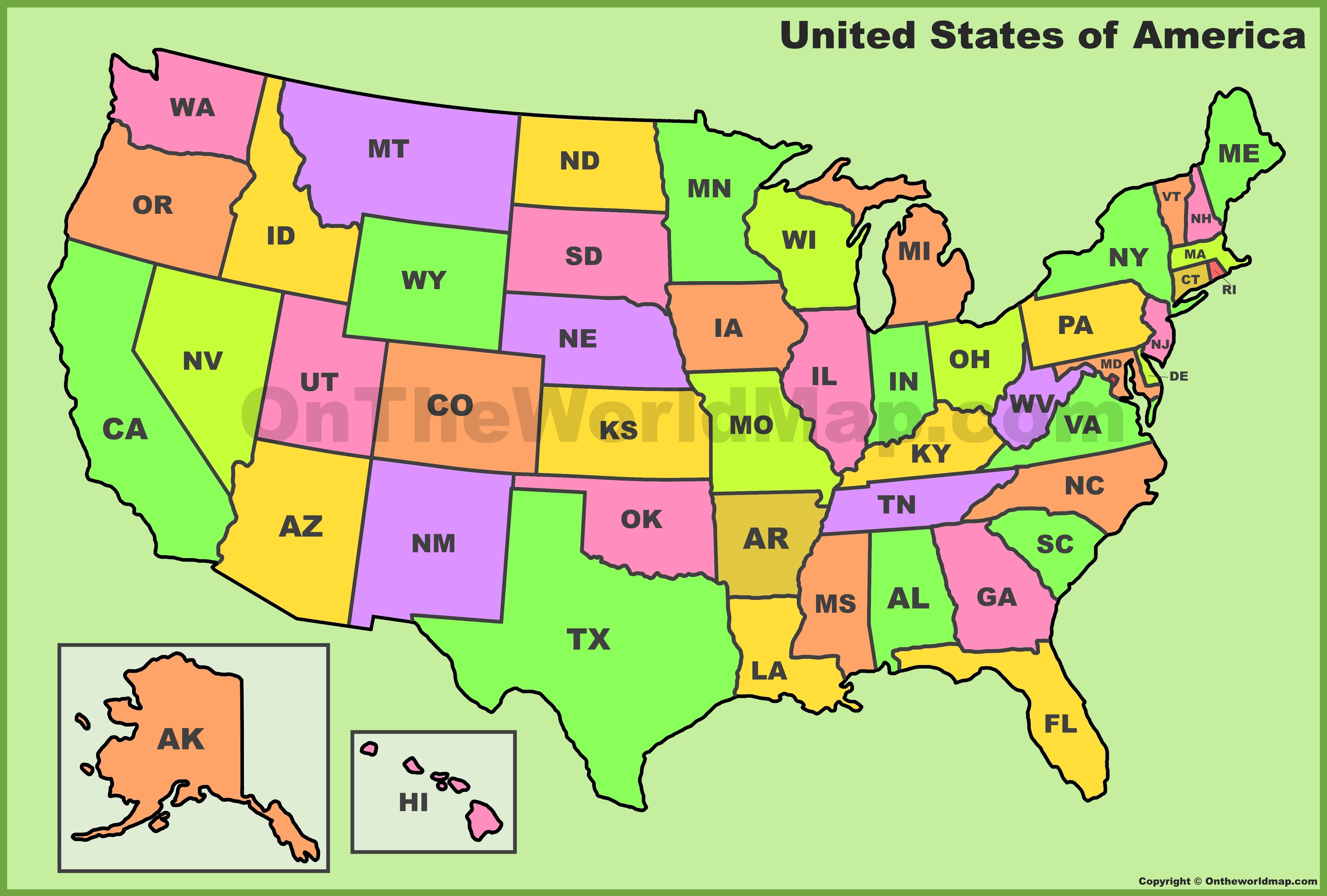 Us Map With States Abbreviations U.S. State Abbreviations Map