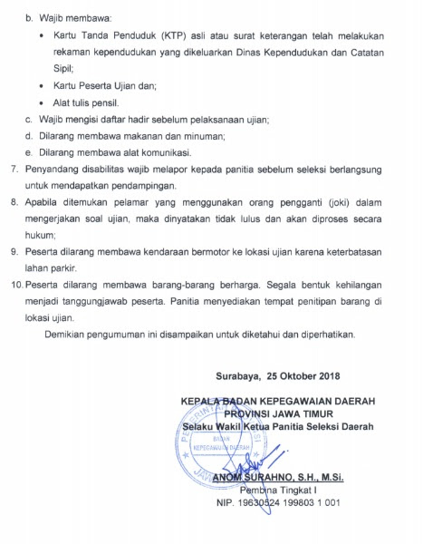 Jadwal Dan Lokasi Tes Skd Cpns Jatim Jawa Timur 2018 Peserta