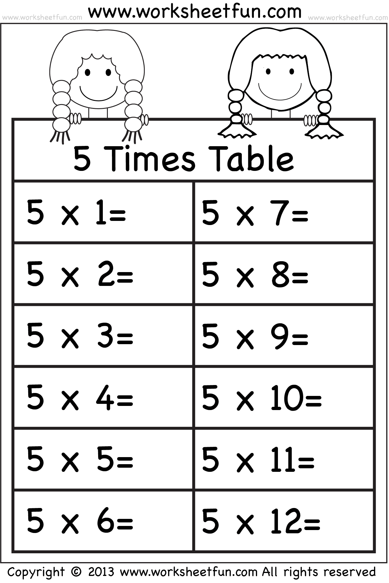 Times Tables Worksheets – 2, 3, 4, 5, 6, 7, 8, 9, 10, 11 and ...