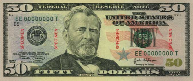  American fifty dollar bill.