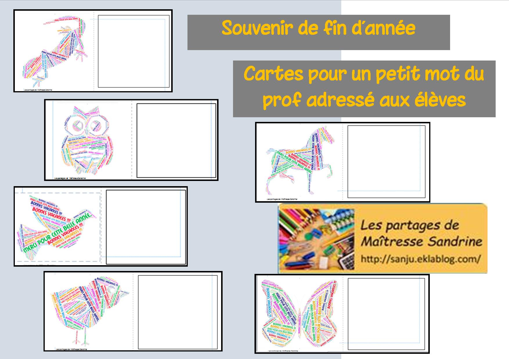 Mot De Fin D Annee Pour Les Eleves Les Partages De Maitresse Sandrine