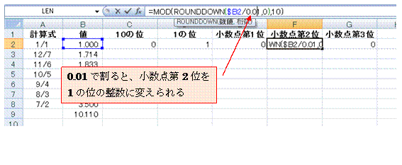 少数点以下の数値を位別に表示したい