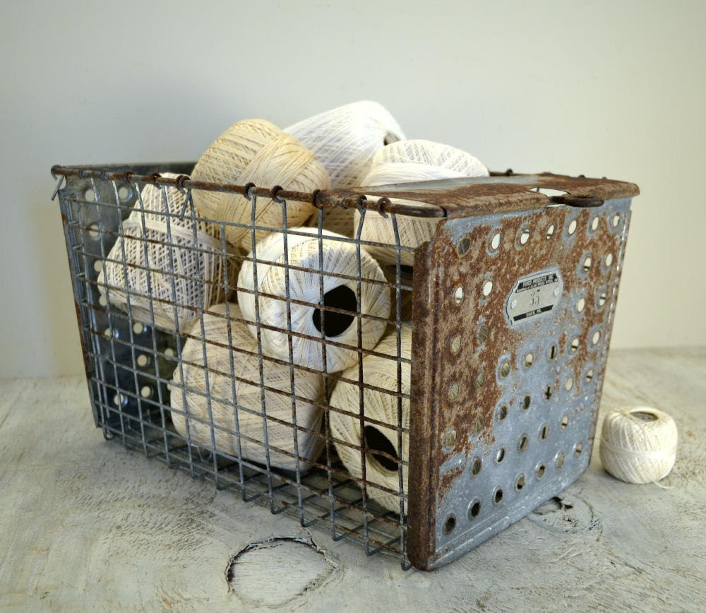 Vintage Wire Gym Locker Basket