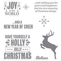 Jolly Christmas Wood-Mount Stamp Set