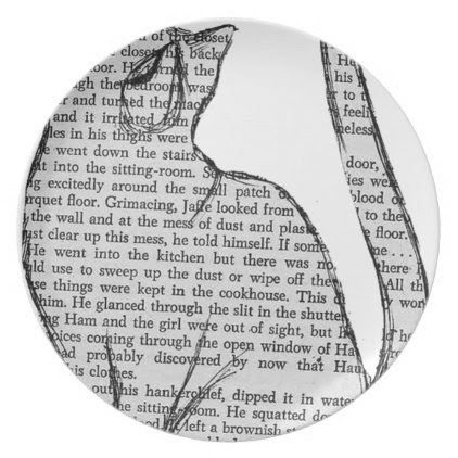cat reading book sticker melamine plate