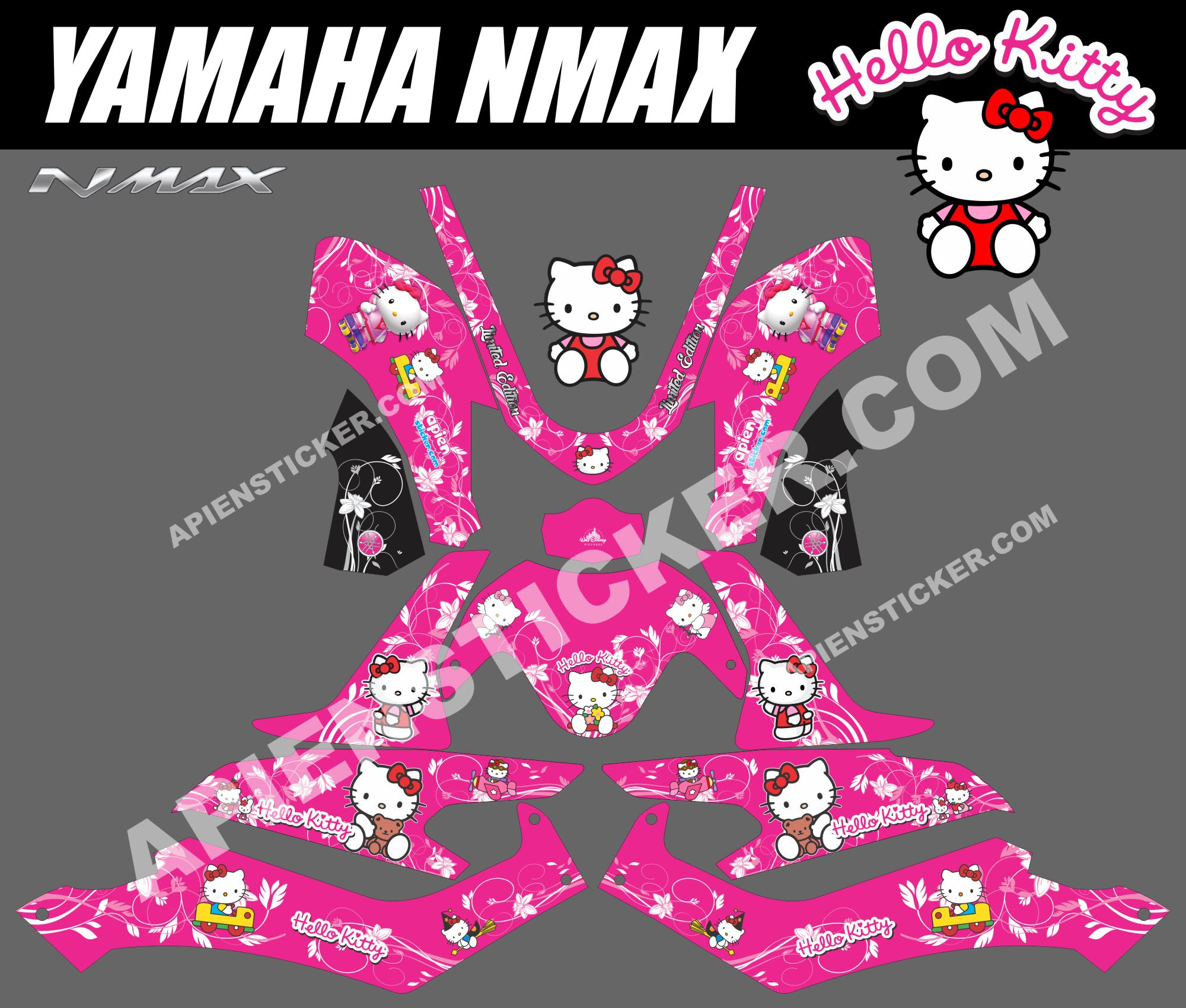 Striping Motor Yamaha NMAX Hello Kitty Apien Sticker