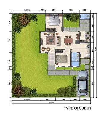 denah rumah sederhana minimalis type 60 3d 9 Desain denah rumah sederhana minimalis type 60 3d 9 Desain