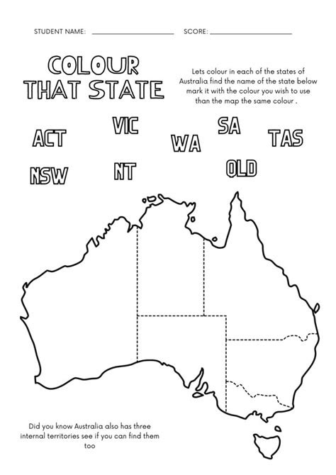  colour that state australia colouring activity printable worksheet