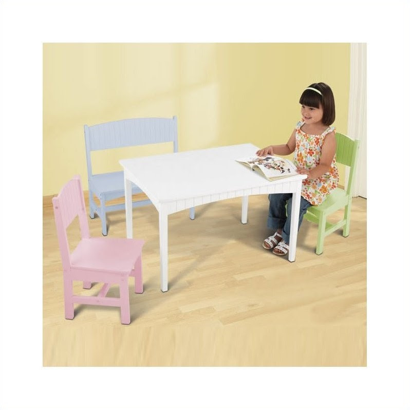 Kidkraft Nantucket Pastel Table With Bench And Two Chairs