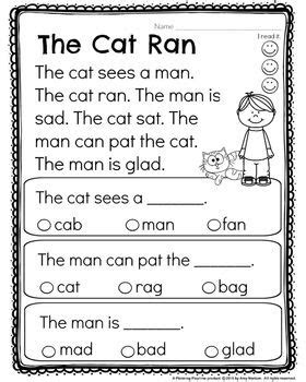  cvc reading comprehension worksheets for kindergarten pdf emanuel