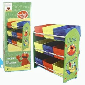 Sesame Street Kids Furniture Collection - Elmo Toy Organizer with 9 storage bins
