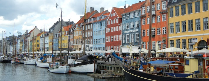 Colorful houses and boats in Denmark