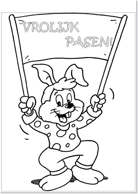 vrolijk pasen kleurplaten paashaas pasen