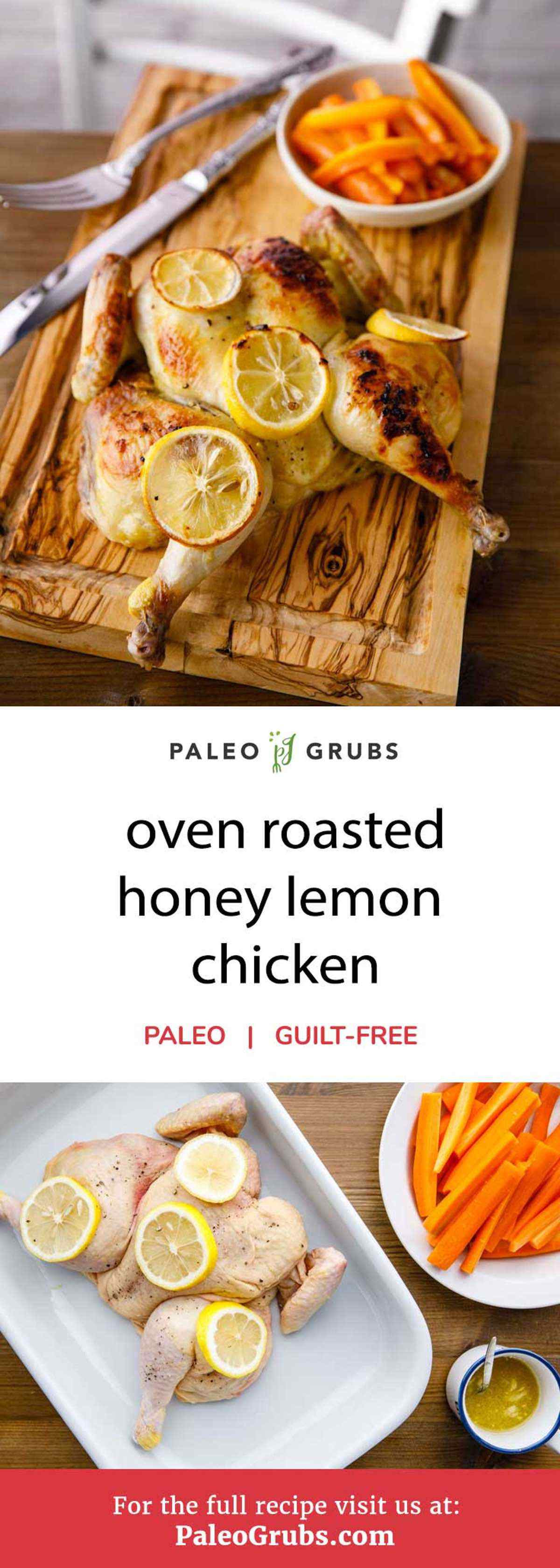 Looking for a new and different way to enjoy eating chicken? You’ve come to the right place. This recipe uses a whole chicken that’s been flattened the backbone removed and drizzled with a fantastic honey mixture and topped with lemon slices. Simply bake it for 25-30 minutes and you’re all set to enjoy an unbelievably juicy roasted honey lemon chicken.