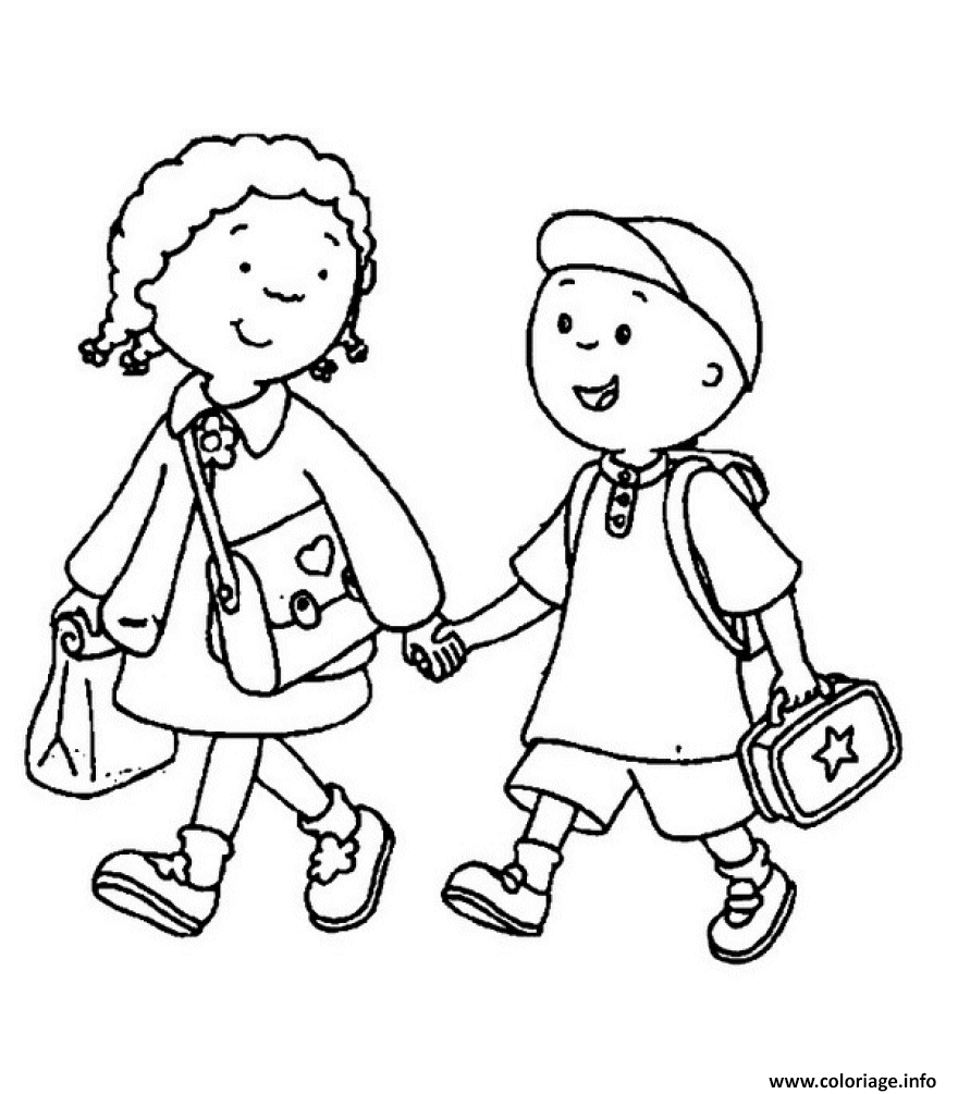 Coloriage Caillou Retourne A Lecole Dessin   Imprimer