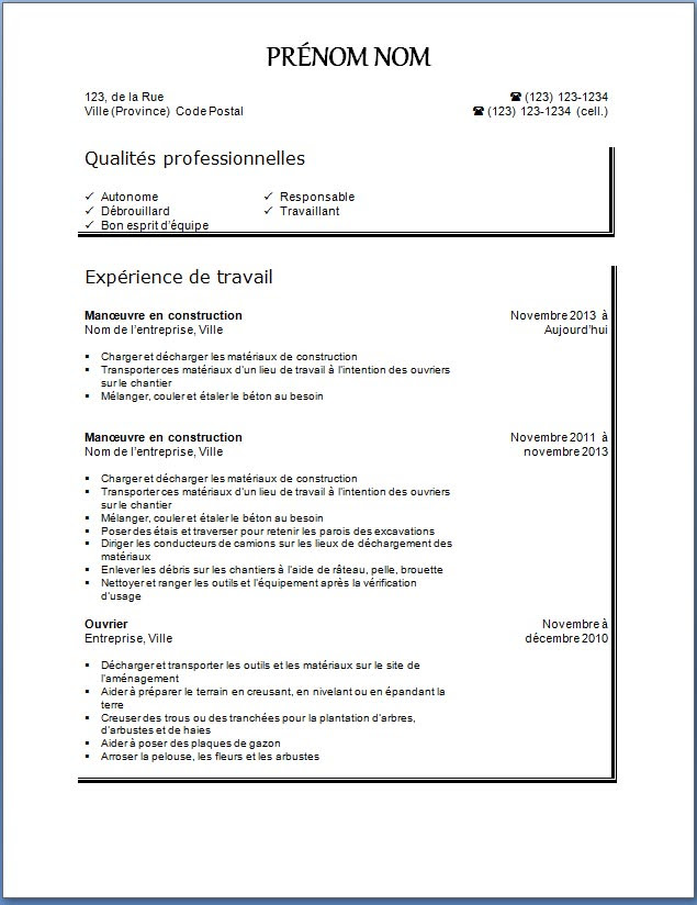 exemple d un cv en francais pour etudiant - CV Anonyme