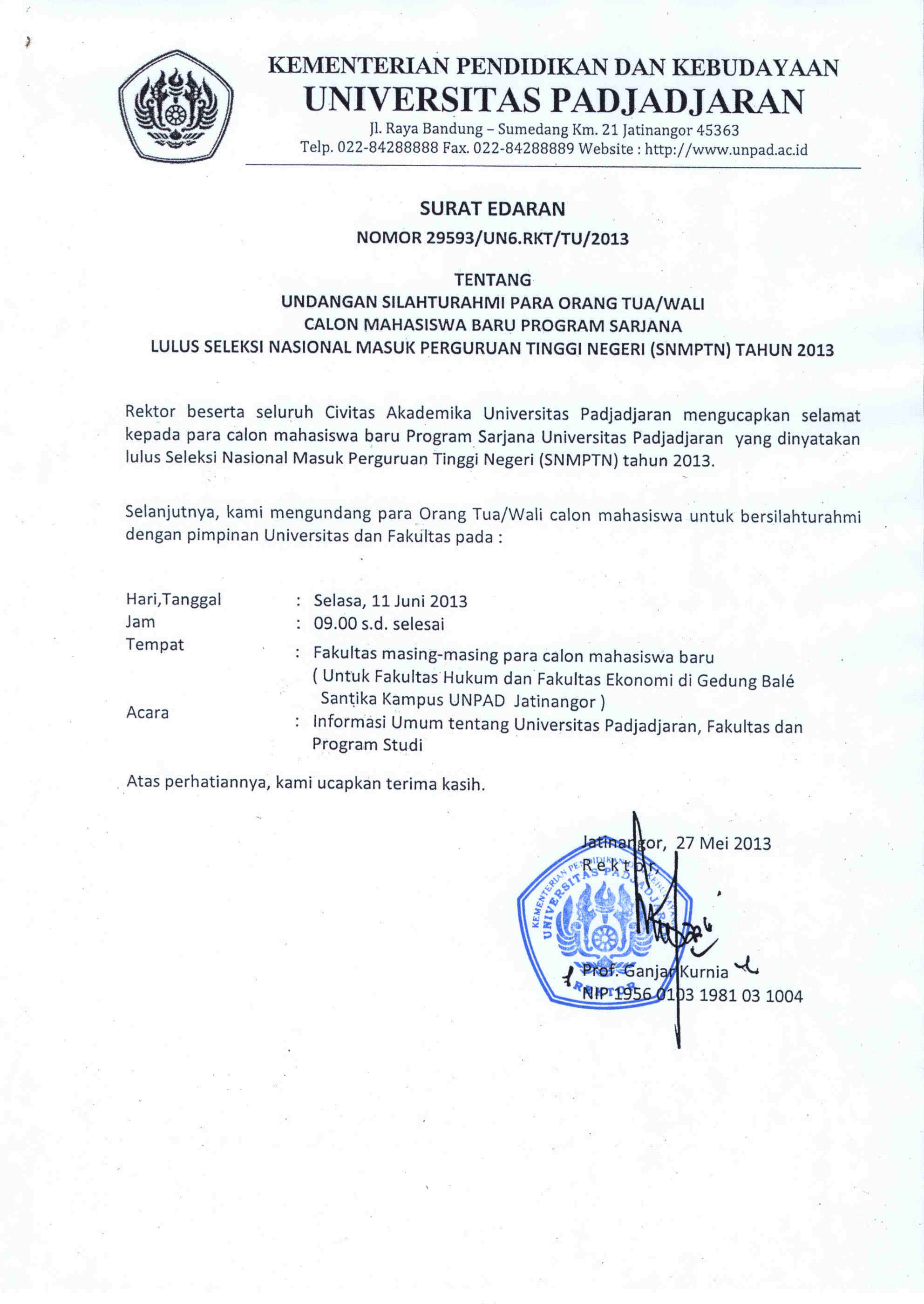 Informasi Registrasi Mahasiswa Baru - Universitas Padjadjaran