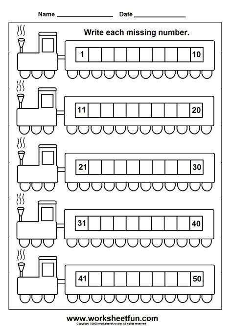 These free printable counting worksheets from 1 . missing numbers 1 50 6 worksheets free printable worksheets