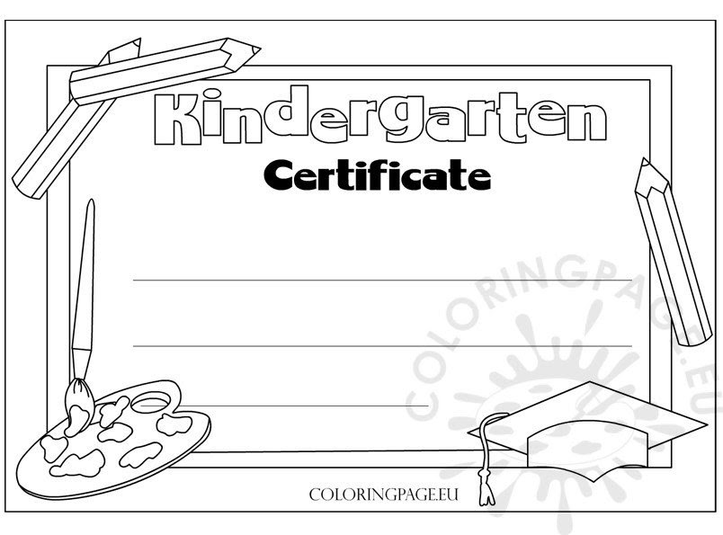 Kindergarten Certificate - Coloring Page