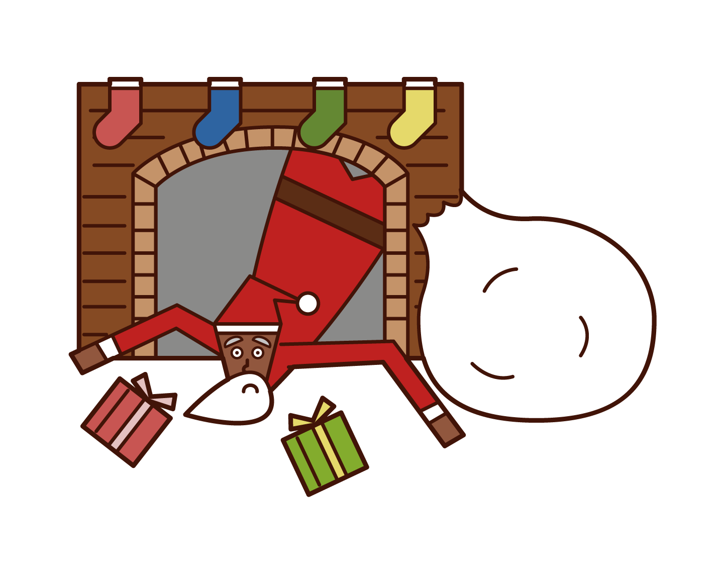 煙突から落ちたサンタクロースのイラスト フリーイラスト素材 Kukukeke ククケケ