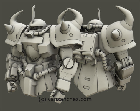 mobile suit gundam zaku II F2 ver 2 gouf custom J 3d mesh cg sandrum bonds of the battlefield senjo no kizuna 