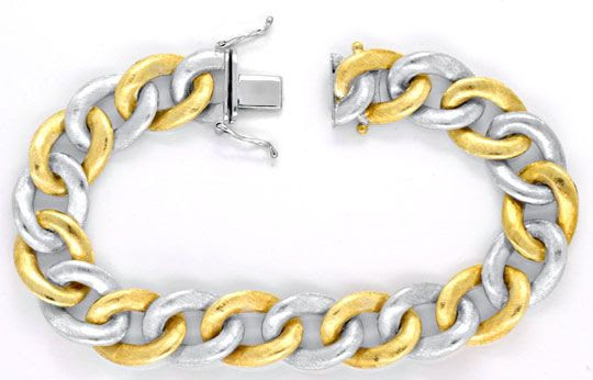 Original-Foto 1, FLACHES PANZERARMBAND, MASSIV GELBGOLD WEISSGOLD LUXUS!