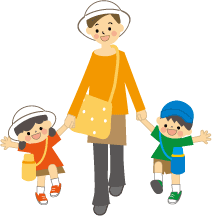 家族でお出かけのイラスト 無料素材
