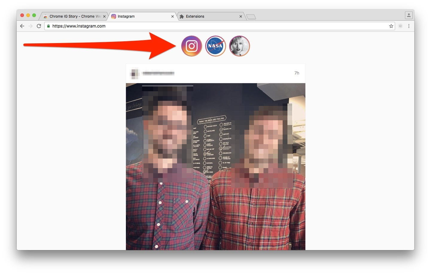 instagram feature stories chrome extension