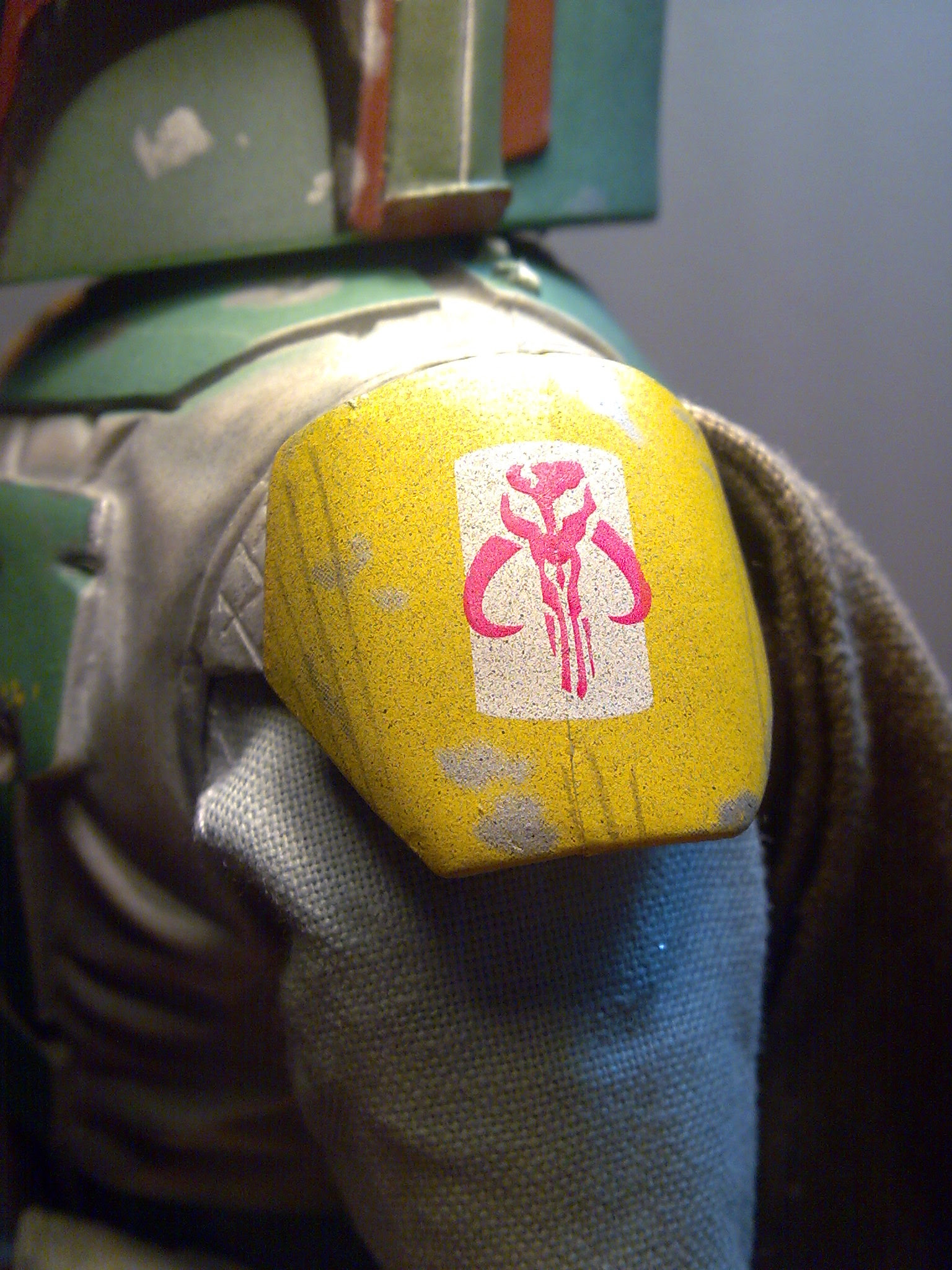 his wrist flamethrower.