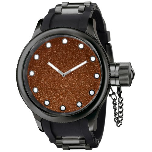 Invicta Men's 0448 Russian Diver Collection Red Sandstone Dial Black Rubber Watch